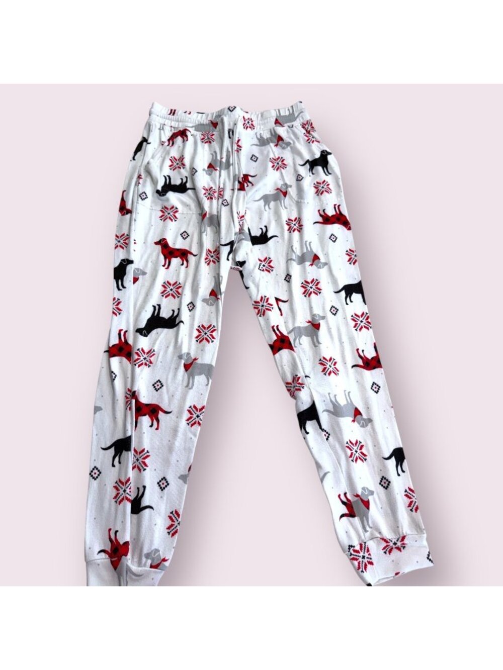 Secret Treasures Pajamas Womens White Dog Print Soft Pajama Jogger Pants size M